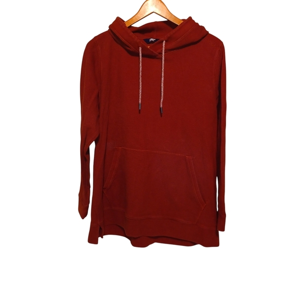 LANDS END Rust Hooded Thermal Sweatshirt Size Extra Large (18) - Picture 1 of 11